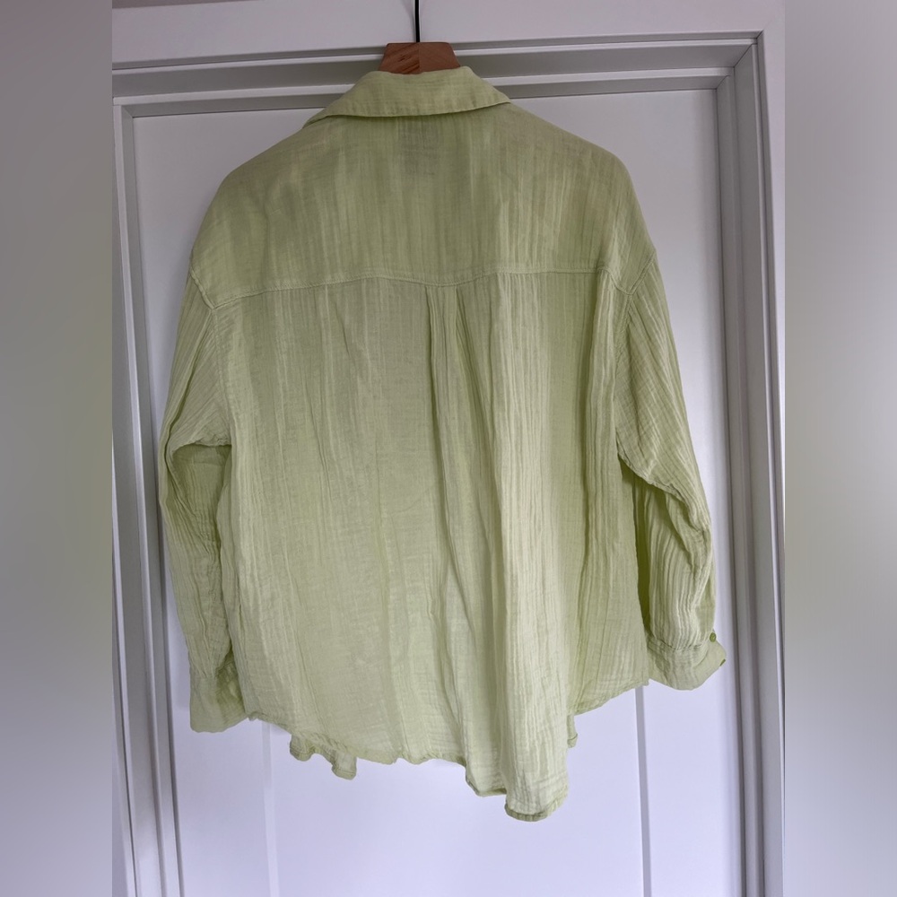 Abercrombie & Fitch Oversized Gauzy Shirt Lime Button Up SKU 651870966 - Picture 2 of 4